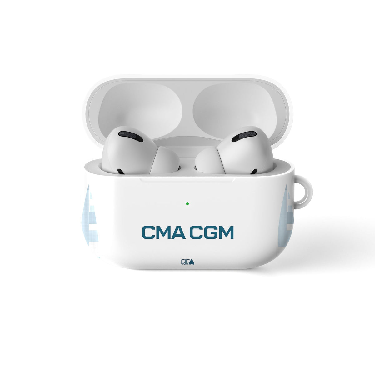 AirPods case with the Olympique Marseille 2024-25 Home football shirt design by RIPA Football