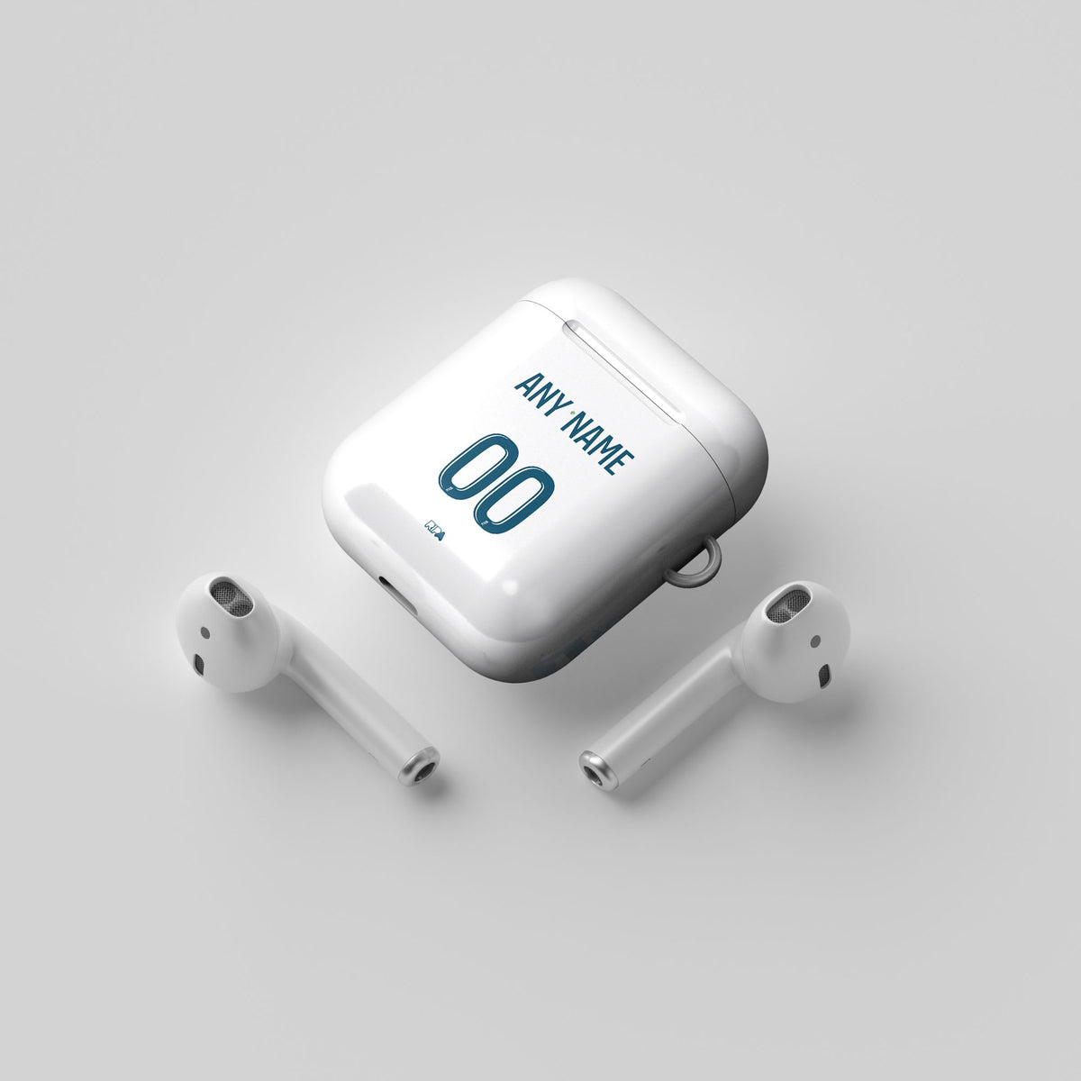AirPods case with the Olympique Marseille 2024-25 Home football shirt design by RIPA Football