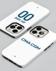 Phone case with the Olympique Marseille 2024-25 Home football shirt design by RIPA Football