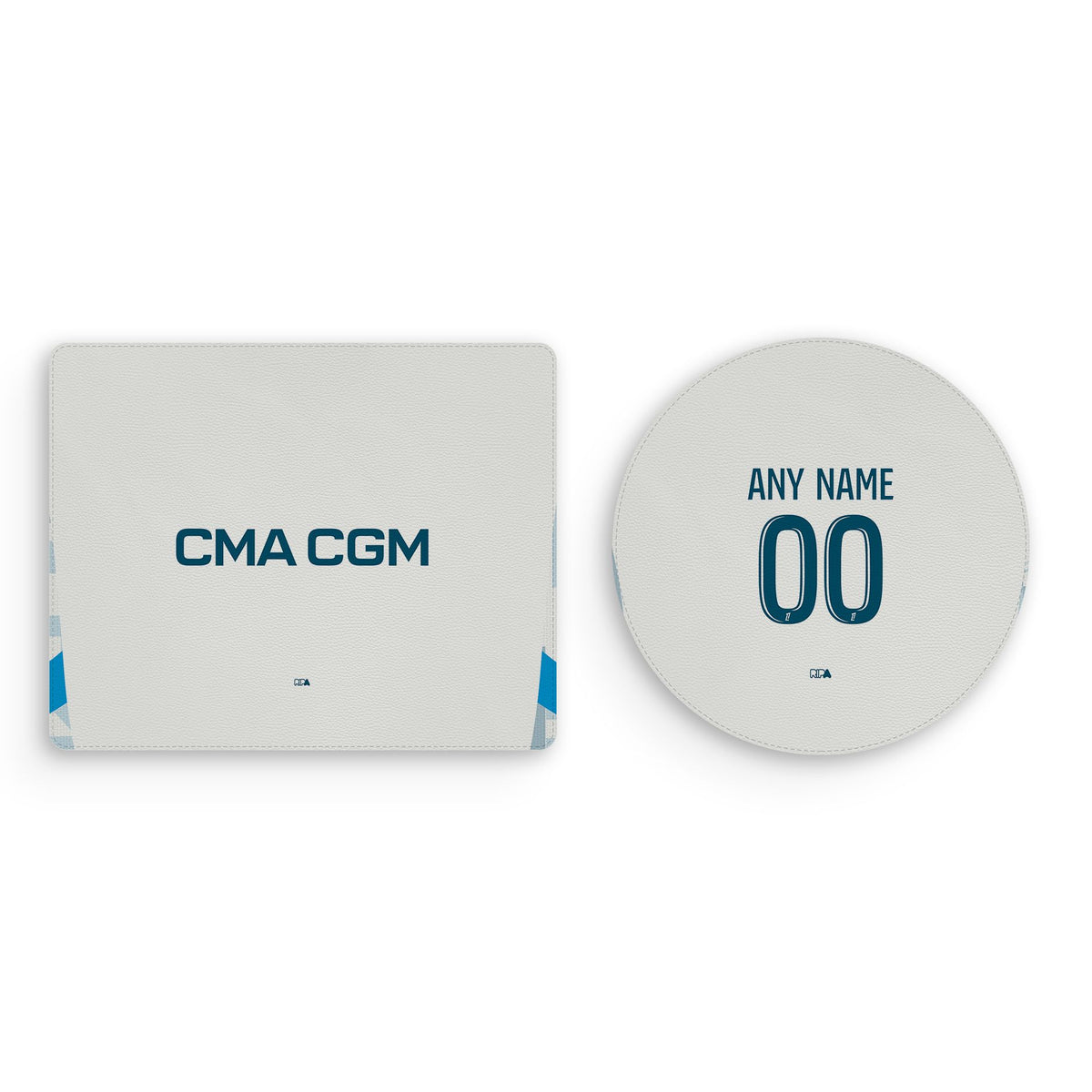 Mouse pad with the Olympique Marseille 2024-25 Home football shirt design by RIPA Football