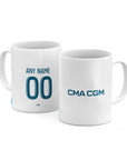 Mug with the Olympique Marseille 2024-25 Home football shirt design by RIPA Football