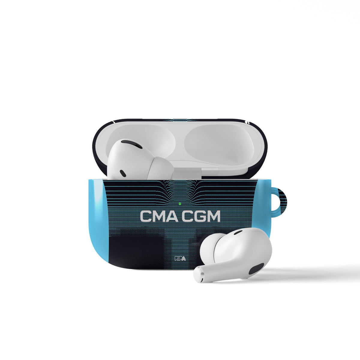 AirPods case with the Olympique Marseille 2025-26 Away football shirt design by RIPA Football