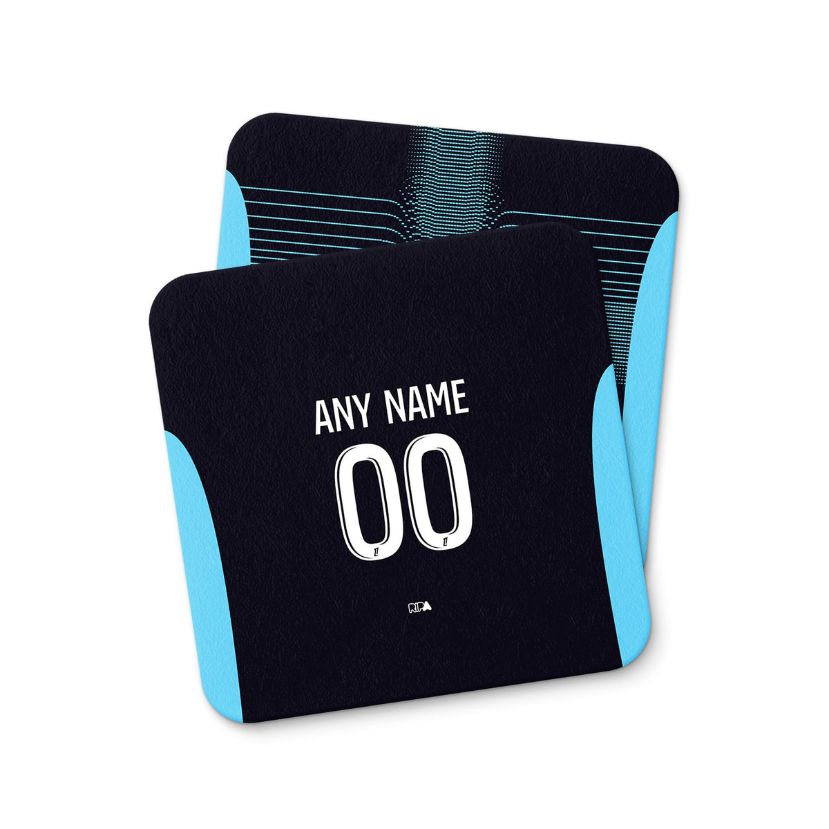 Coaster with the Olympique Marseille 2025-26 Away football shirt design by RIPA Football
