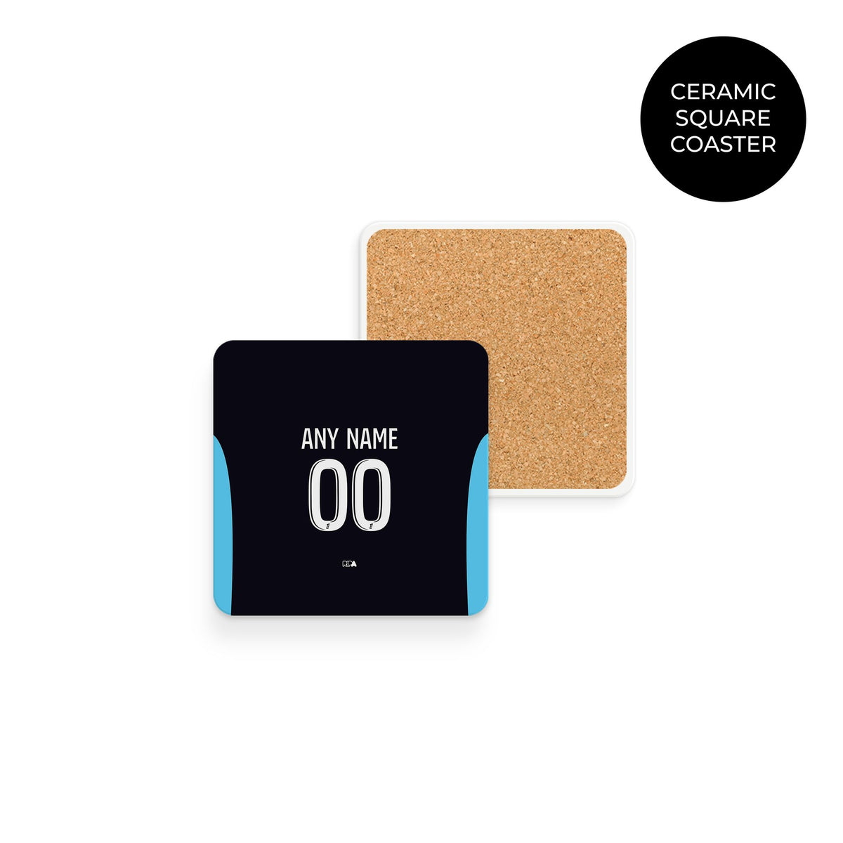 Coaster with the Olympique Marseille 2025-26 Away football shirt design by RIPA Football