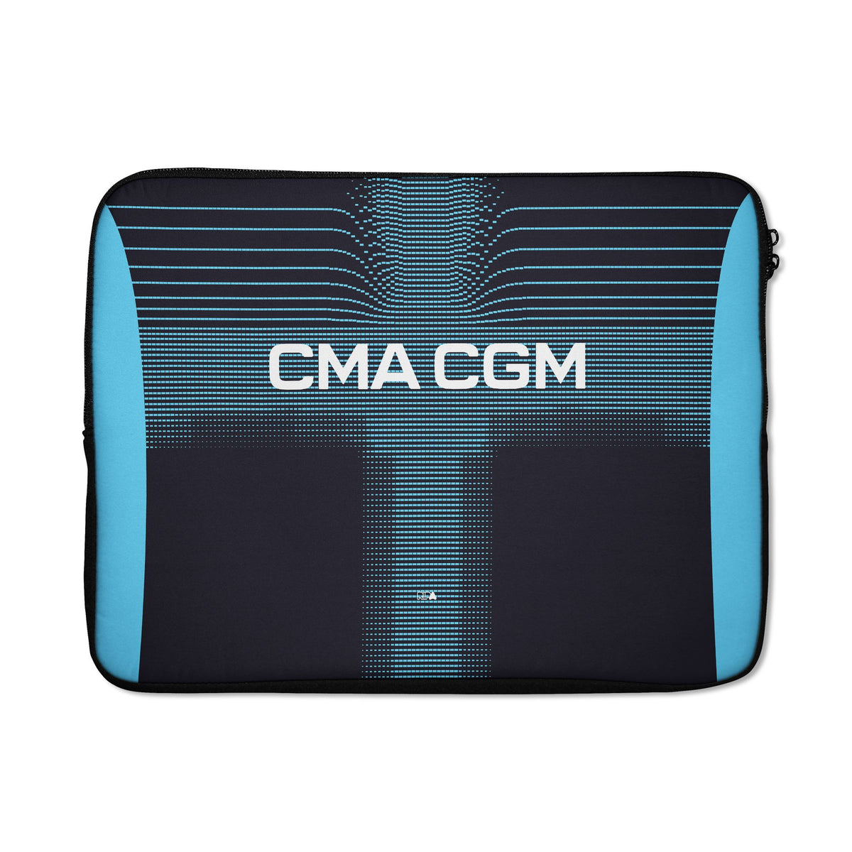 Laptop sleeve with the Olympique Marseille 2025-26 Away football shirt design by RIPA Football