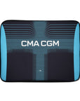 Laptop sleeve with the Olympique Marseille 2025-26 Away football shirt design by RIPA Football