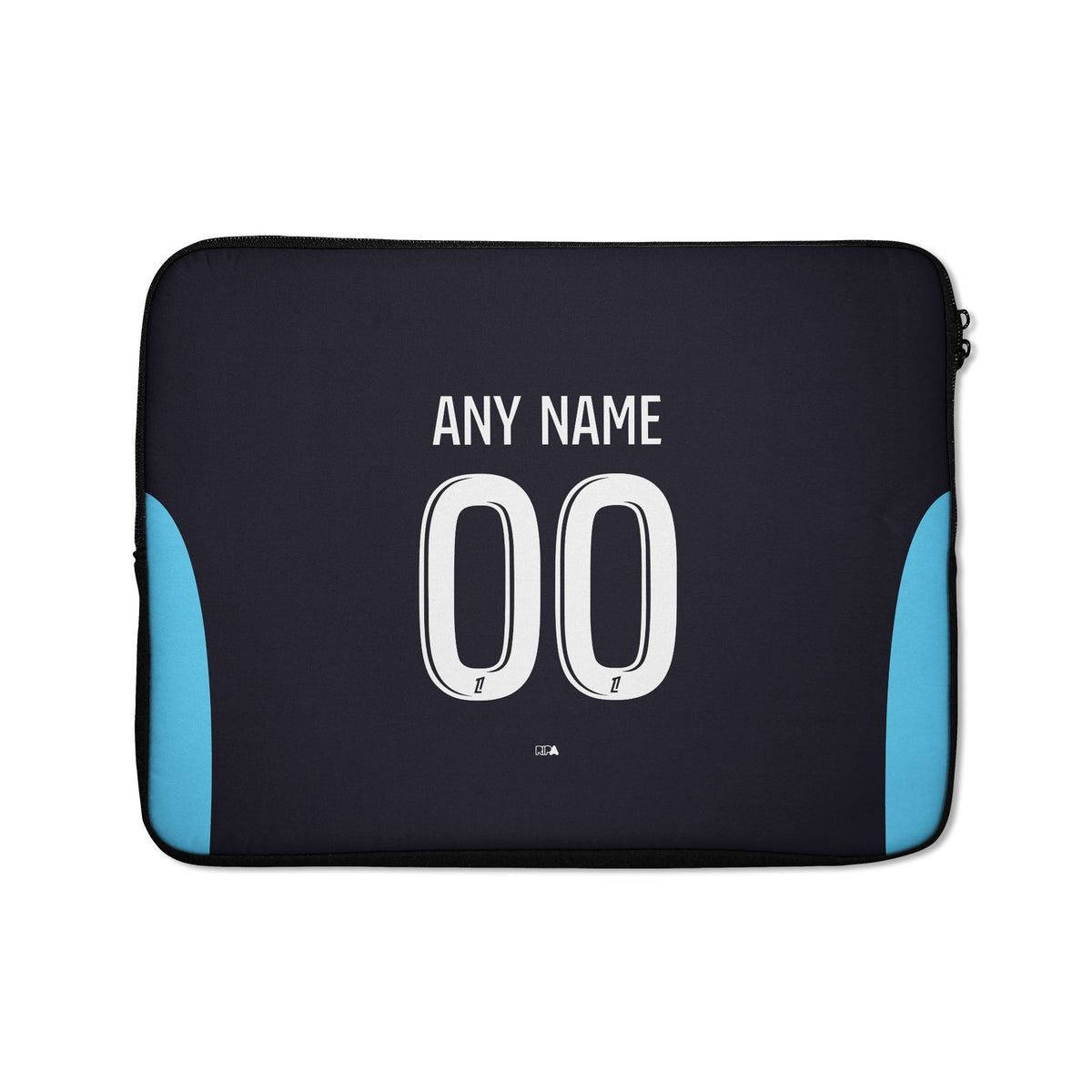 Laptop sleeve with the Olympique Marseille 2025-26 Away football shirt design by RIPA Football
