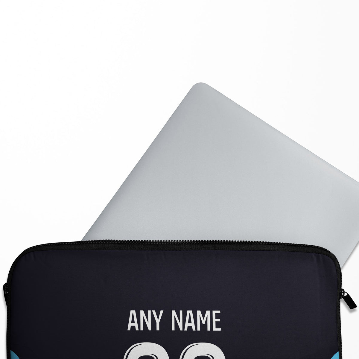Laptop sleeve with the Olympique Marseille 2025-26 Away football shirt design by RIPA Football
