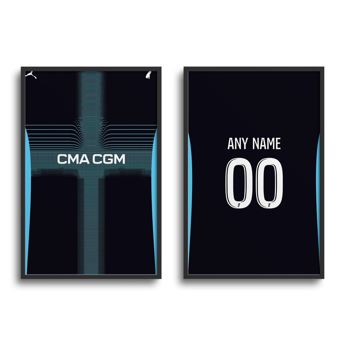 Print with the Olympique Marseille 2025-26 Away football shirt design by RIPA Football