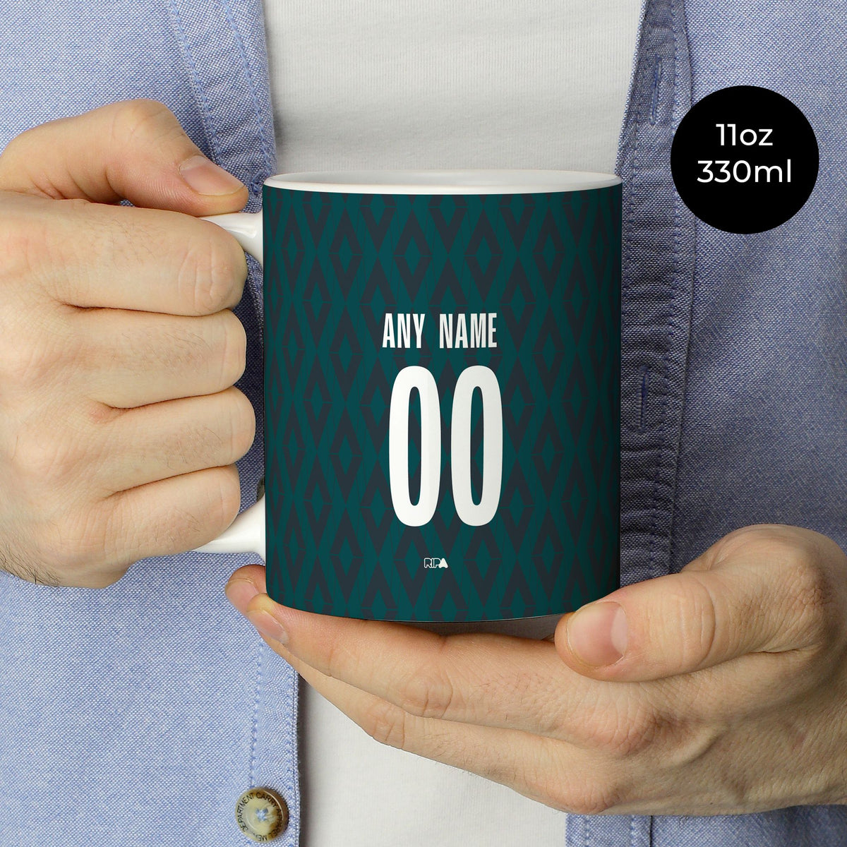 Mug with the Monaco 2024-25 Prematch football shirt design by RIPA Football