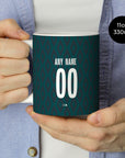 Mug with the Monaco 2024-25 Prematch football shirt design by RIPA Football