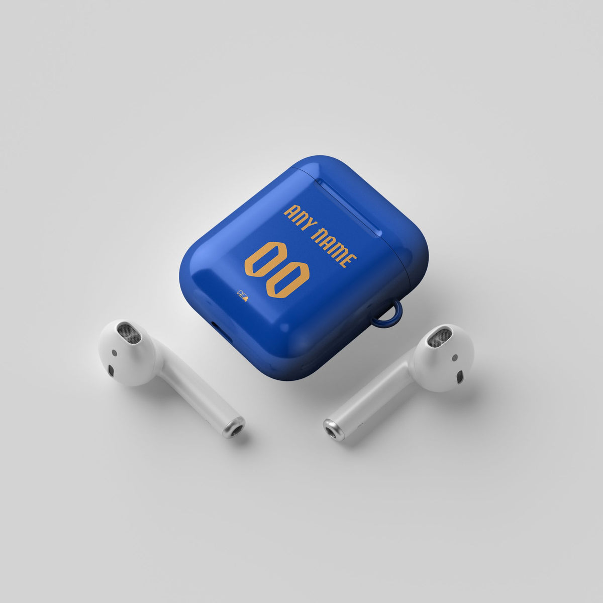AirPods case with the Monaco 2025-26 Away football shirt design by RIPA Football