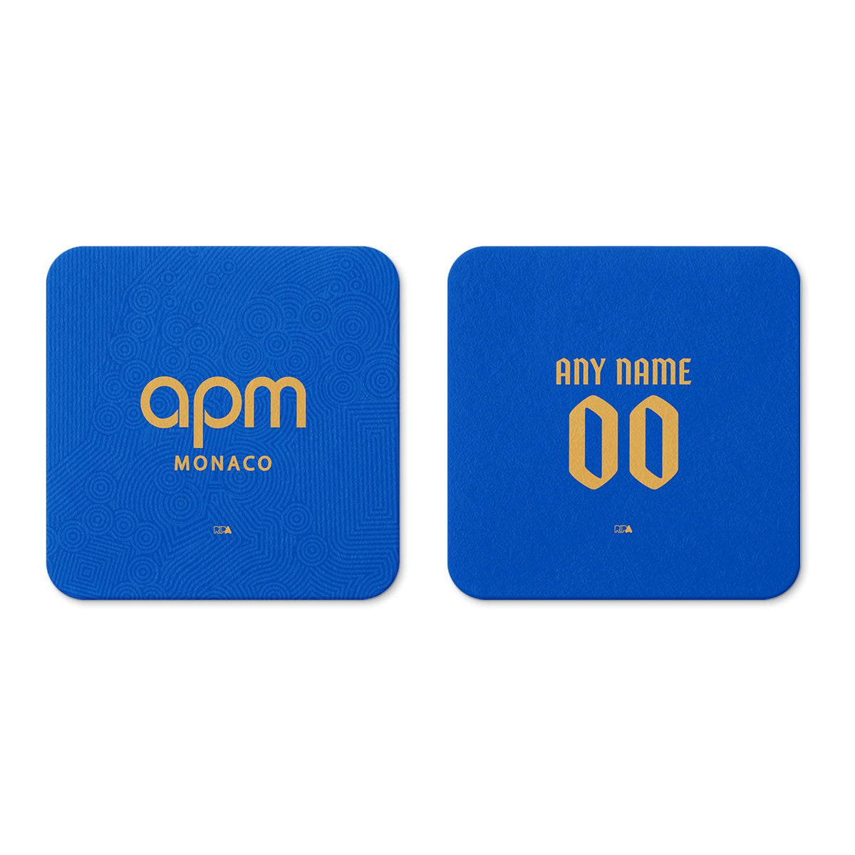Coaster with the Monaco 2025-26 Away football shirt design by RIPA Football