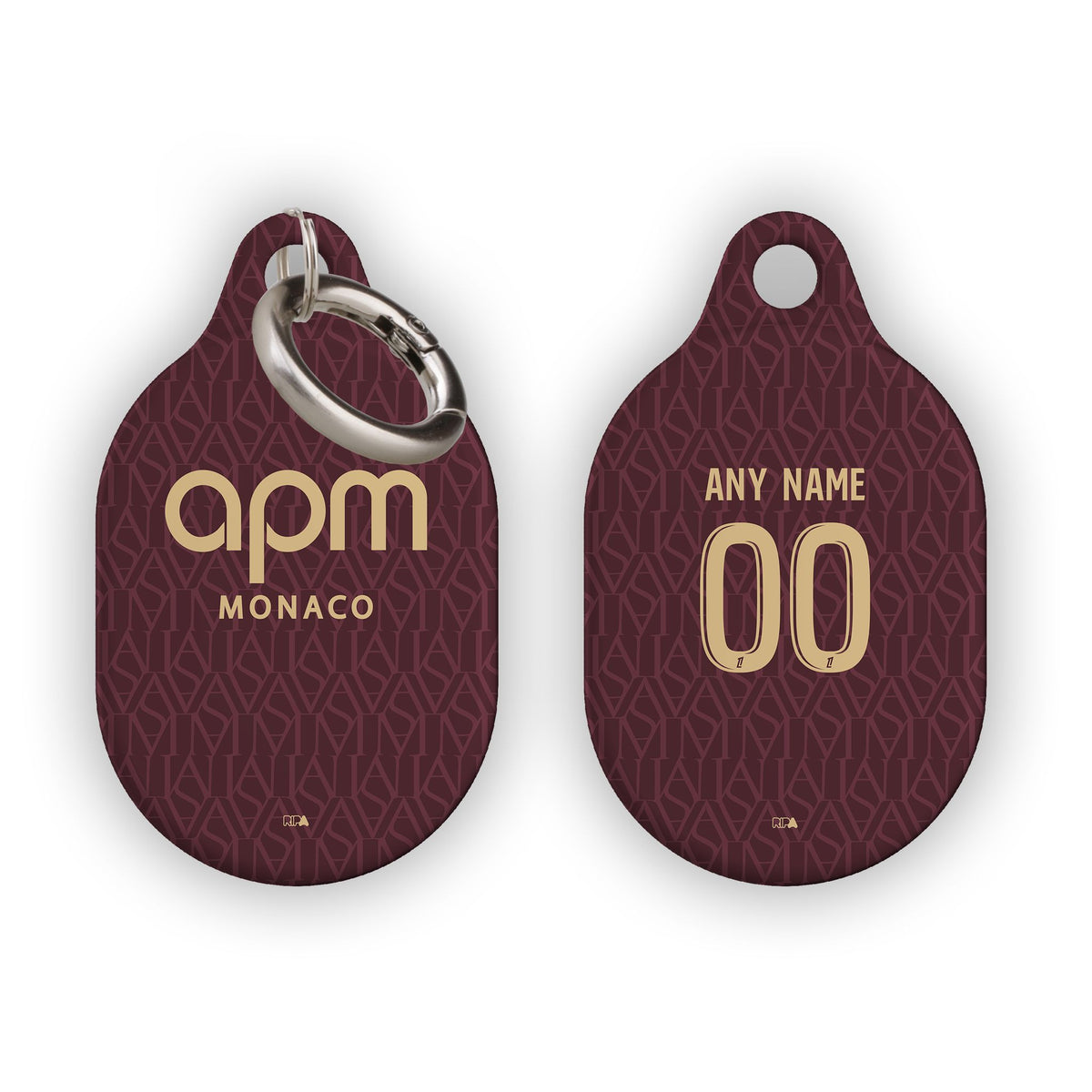 AirTag holder with the Monaco 2026-27 Away football shirt design by RIPA Football
