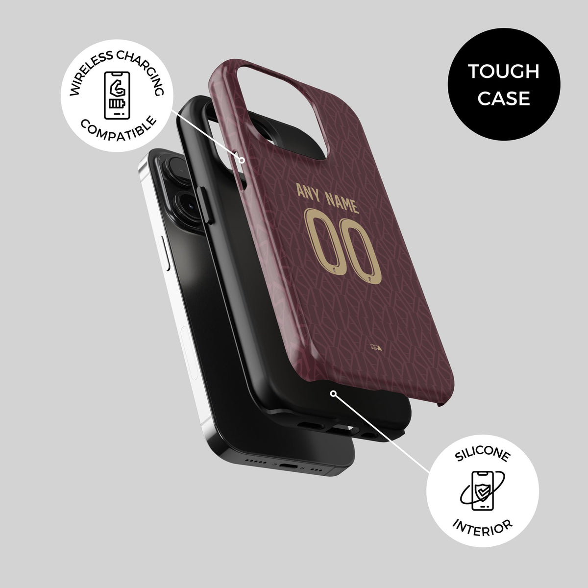 Phone case with the Monaco 2026-27 Away football shirt design by RIPA Football
