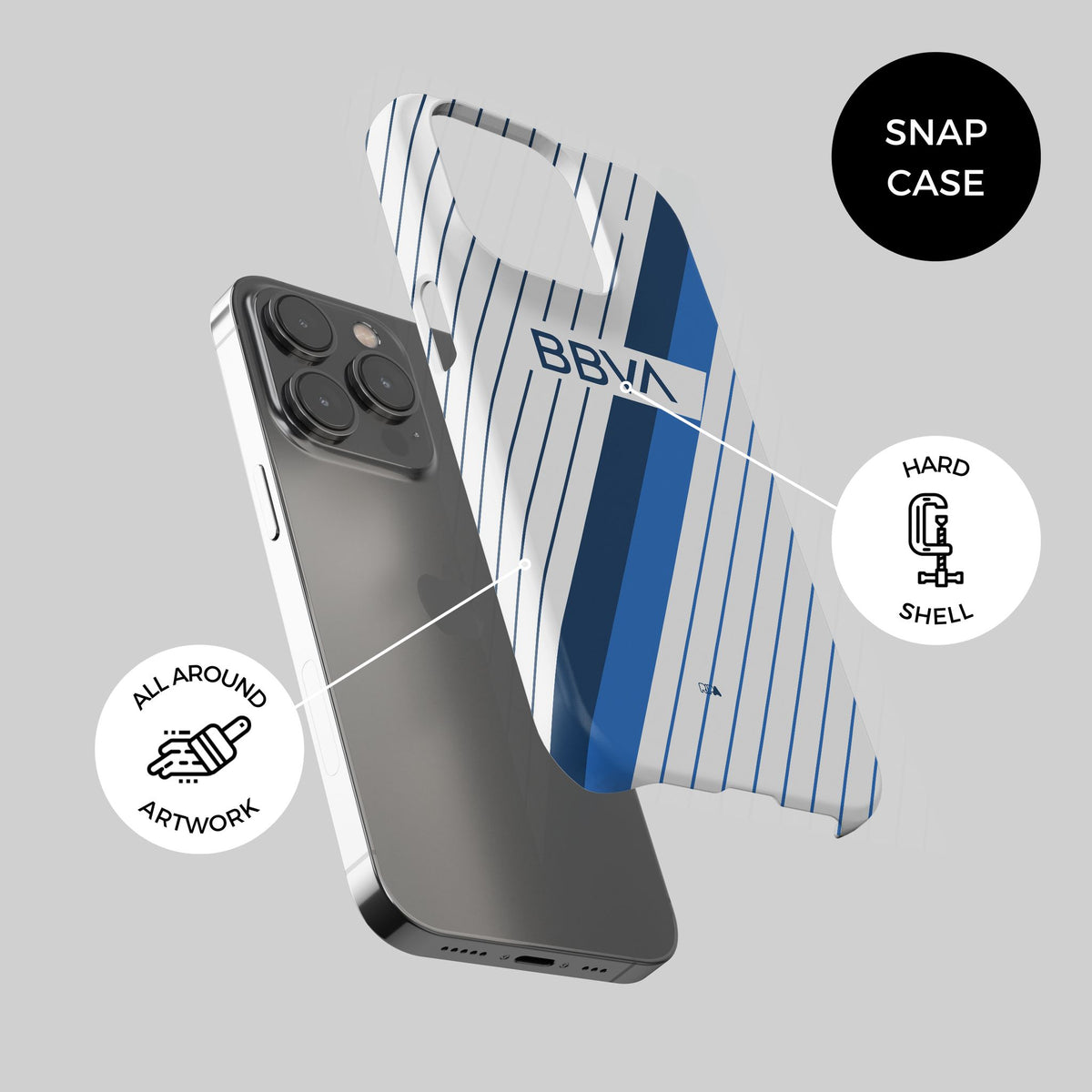 Phone case with the Monterrey 2023-24 Away football shirt design by RIPA Football