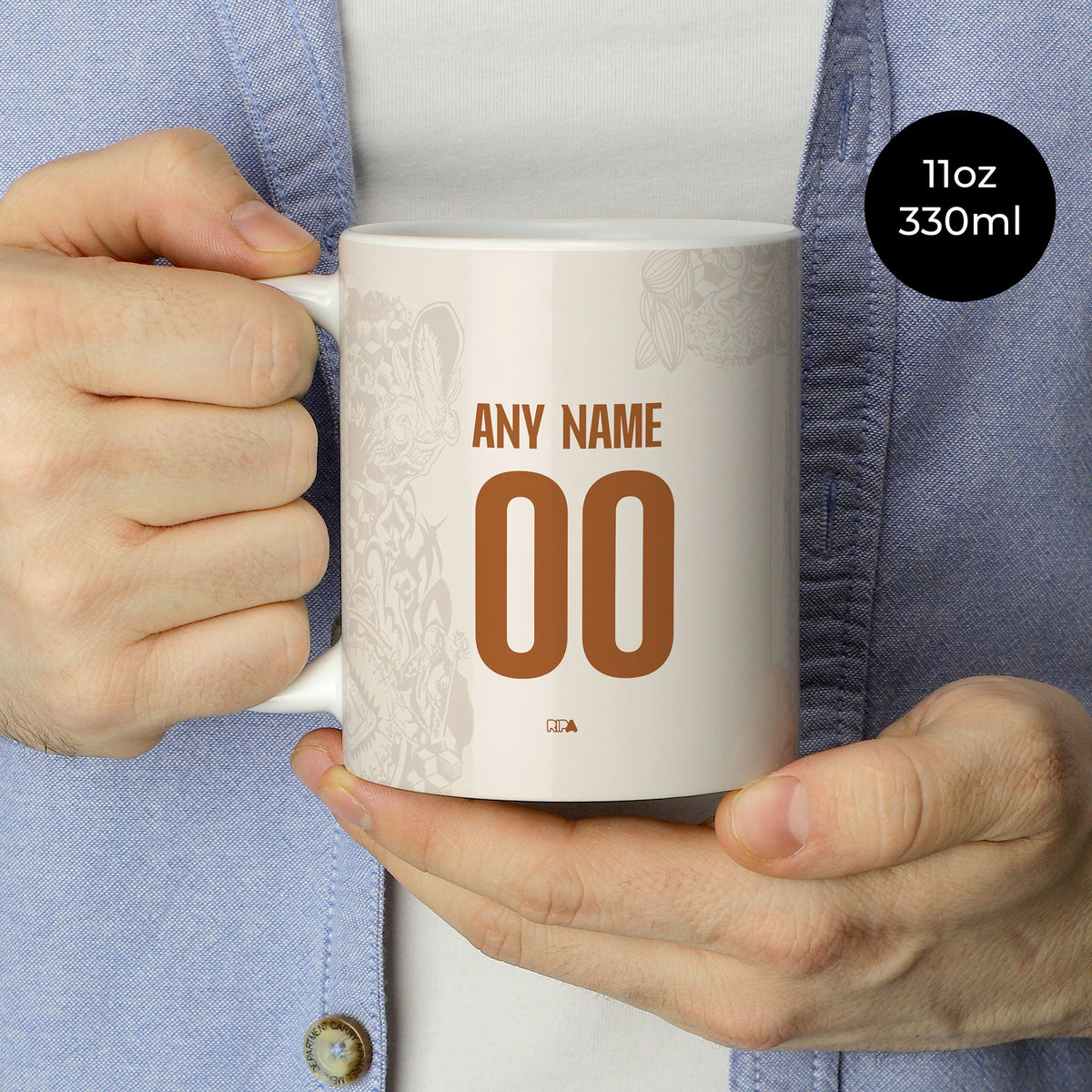 Mug with the Napoli 2025-26 Away football shirt design by RIPA Football