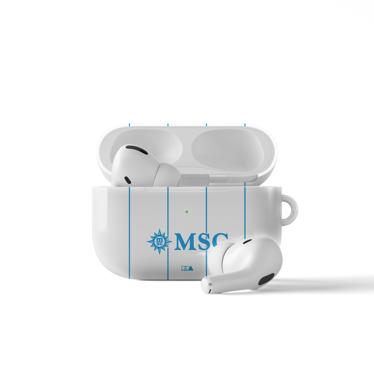 AirPods case with the Napoli 2026-27 Away football shirt design by RIPA Football