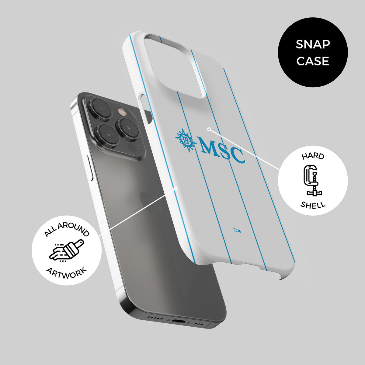 Phone case with the Napoli 2026-27 Away football shirt design by RIPA Football