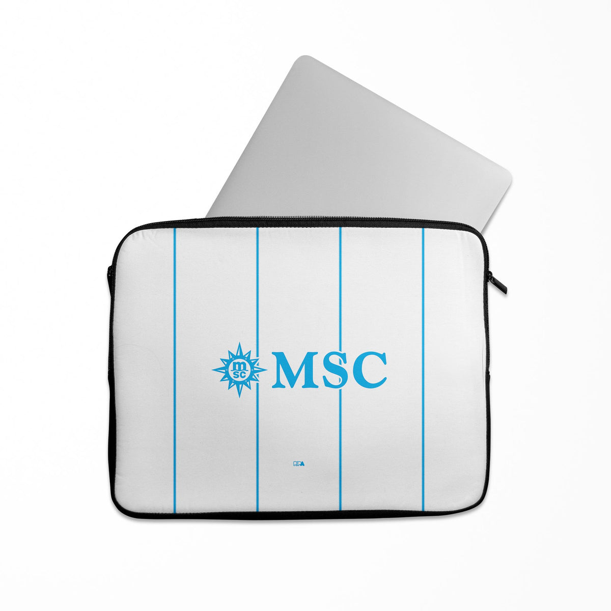 Laptop sleeve with the Napoli 2026-27 Away football shirt design by RIPA Football
