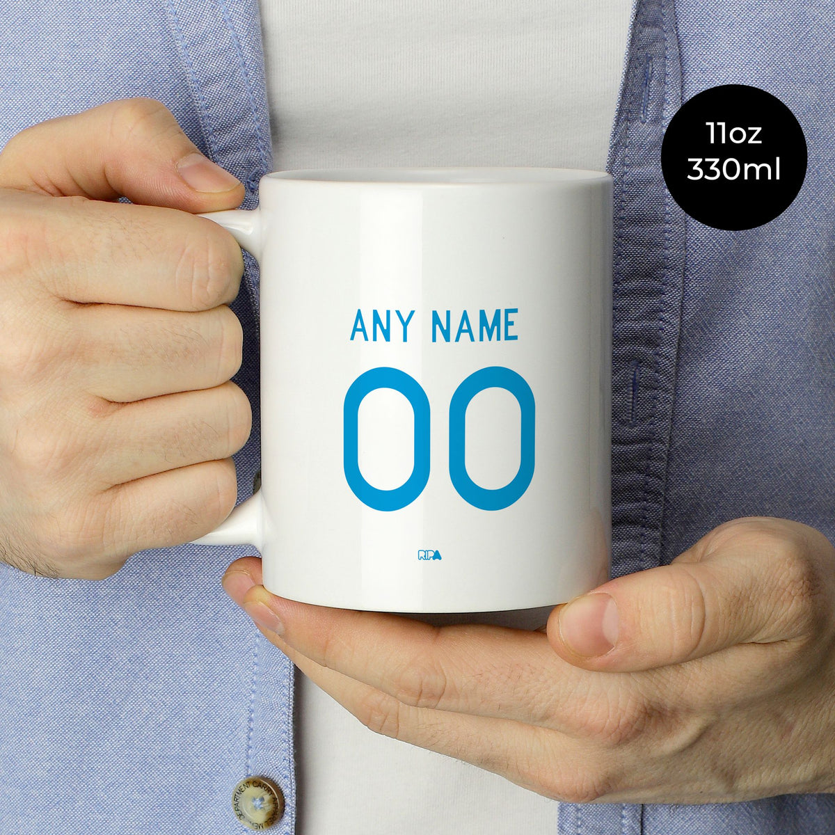 Mug with the Napoli 2026-27 Away football shirt design by RIPA Football