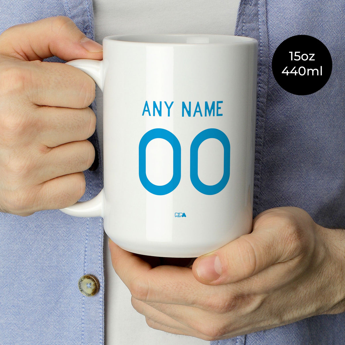 Mug with the Napoli 2026-27 Away football shirt design by RIPA Football