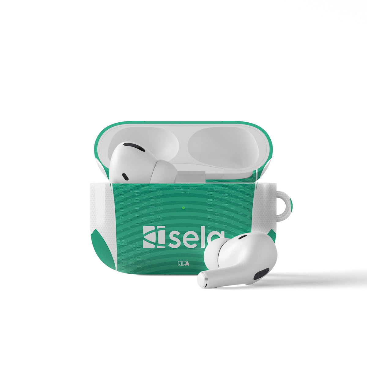 AirPods case with the Newcastle 2025-26 Away football shirt design by RIPA Football