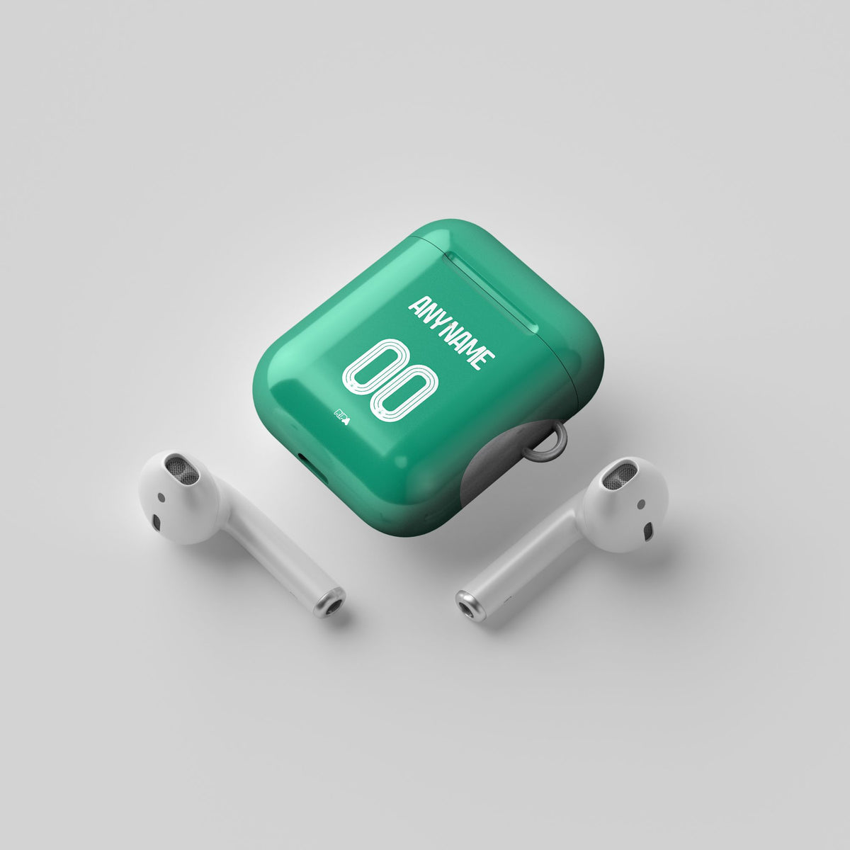 AirPods case with the Newcastle 2025-26 Away football shirt design by RIPA Football
