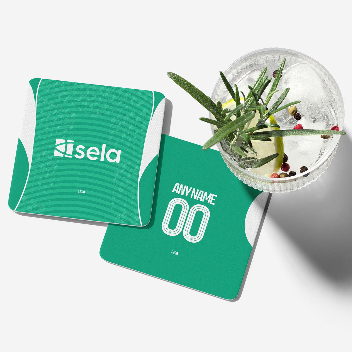 Coaster with the Newcastle 2025-26 Away football shirt design by RIPA Football