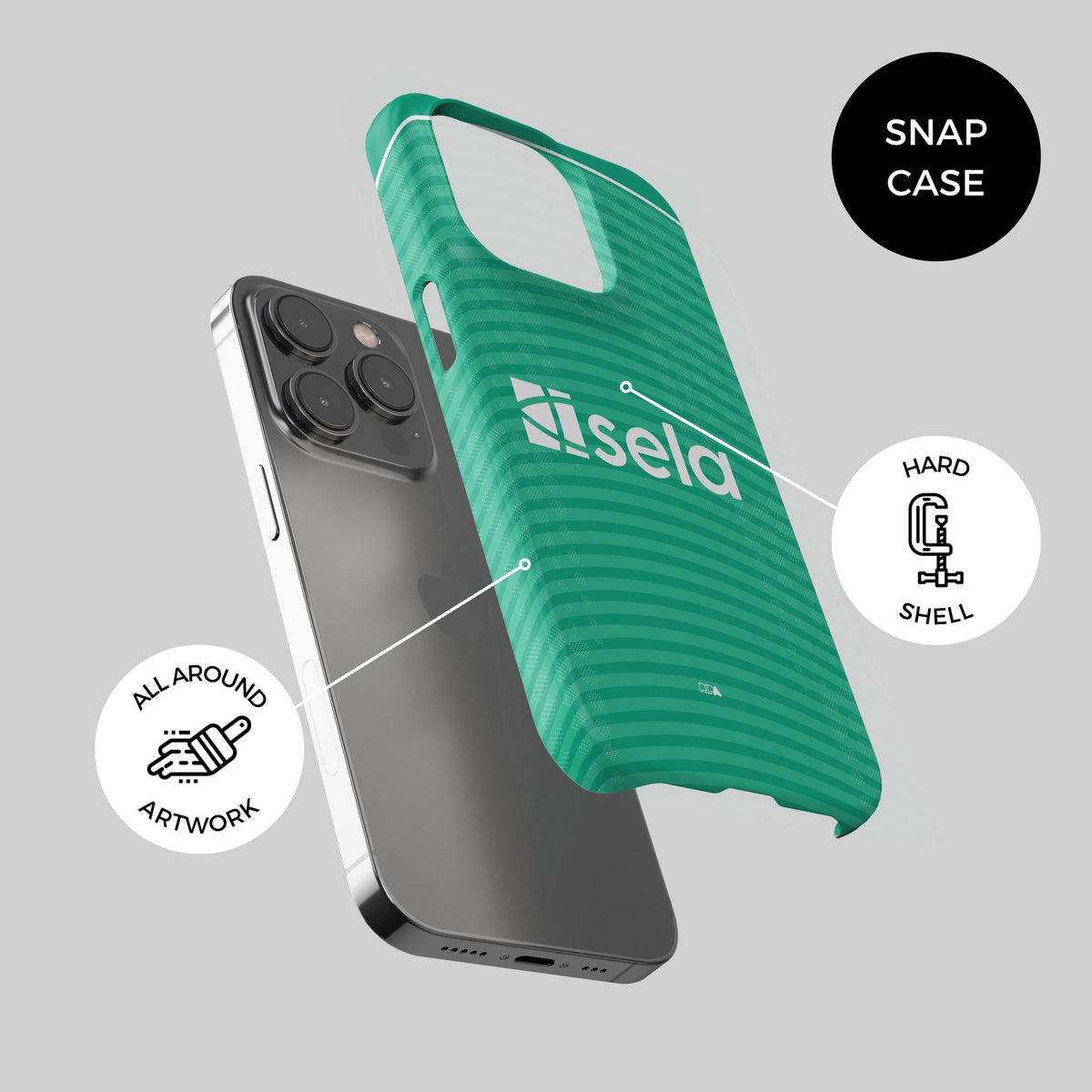 Phone case with the Newcastle 2025-26 Away football shirt design by RIPA Football
