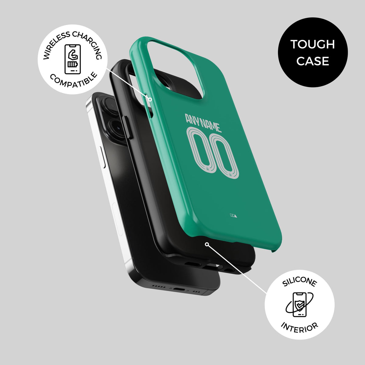 Phone case with the Newcastle 2025-26 Away football shirt design by RIPA Football