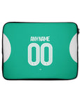 Laptop sleeve with the Newcastle 2025-26 Away football shirt design by RIPA Football