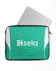 Laptop sleeve with the Newcastle 2025-26 Away football shirt design by RIPA Football