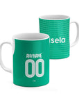 Mug with the Newcastle 2025-26 Away football shirt design by RIPA Football
