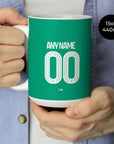 Mug with the Newcastle 2025-26 Away football shirt design by RIPA Football