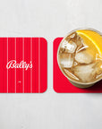Coaster with the Nottingham Forest 2025-26 Home football shirt design by RIPA Football