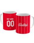 Mug with the Nottingham Forest 2025-26 Home football shirt design by RIPA Football
