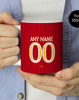 Mug with the OL Lyonnes 2026-27 Away football shirt design by RIPA Football