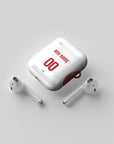 AirPods case with the Olympiacos 2025-26 Away football shirt design by RIPA Football