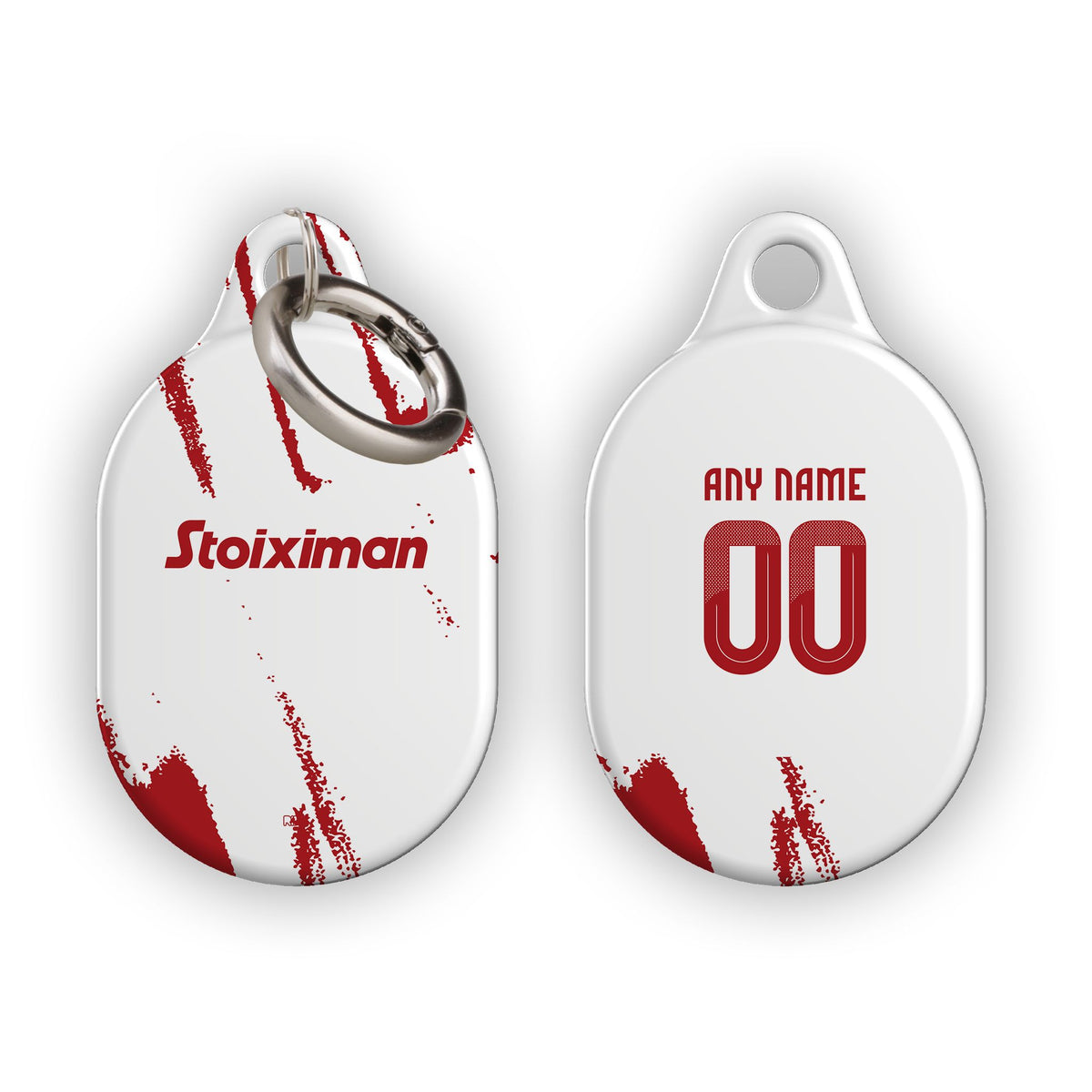 AirTag holder with the Olympiacos 2025-26 Away football shirt design by RIPA Football