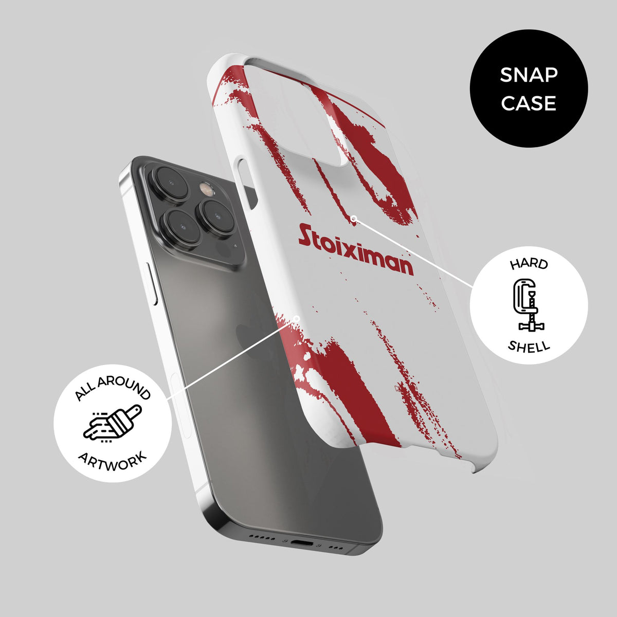 Phone case with the Olympiacos 2025-26 Away football shirt design by RIPA Football