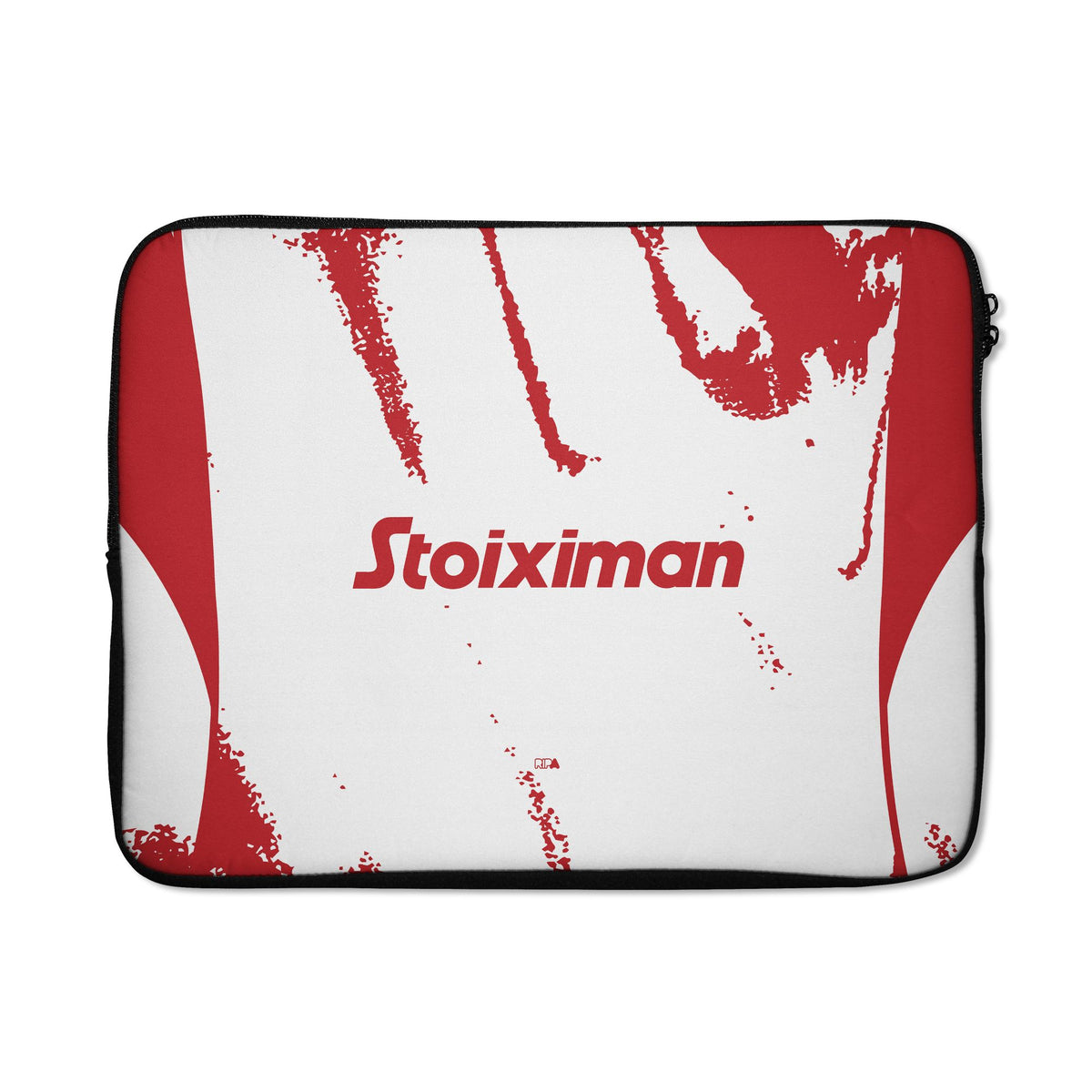 Laptop sleeve with the Olympiacos 2025-26 Away football shirt design by RIPA Football