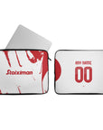 Laptop sleeve with the Olympiacos 2025-26 Away football shirt design by RIPA Football