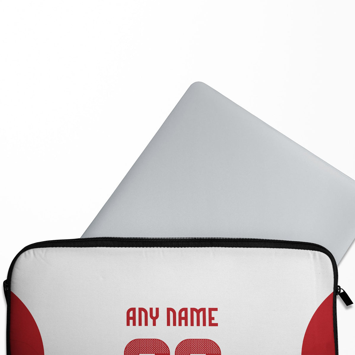 Laptop sleeve with the Olympiacos 2025-26 Away football shirt design by RIPA Football