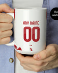 Mug with the Olympiacos 2025-26 Away football shirt design by RIPA Football