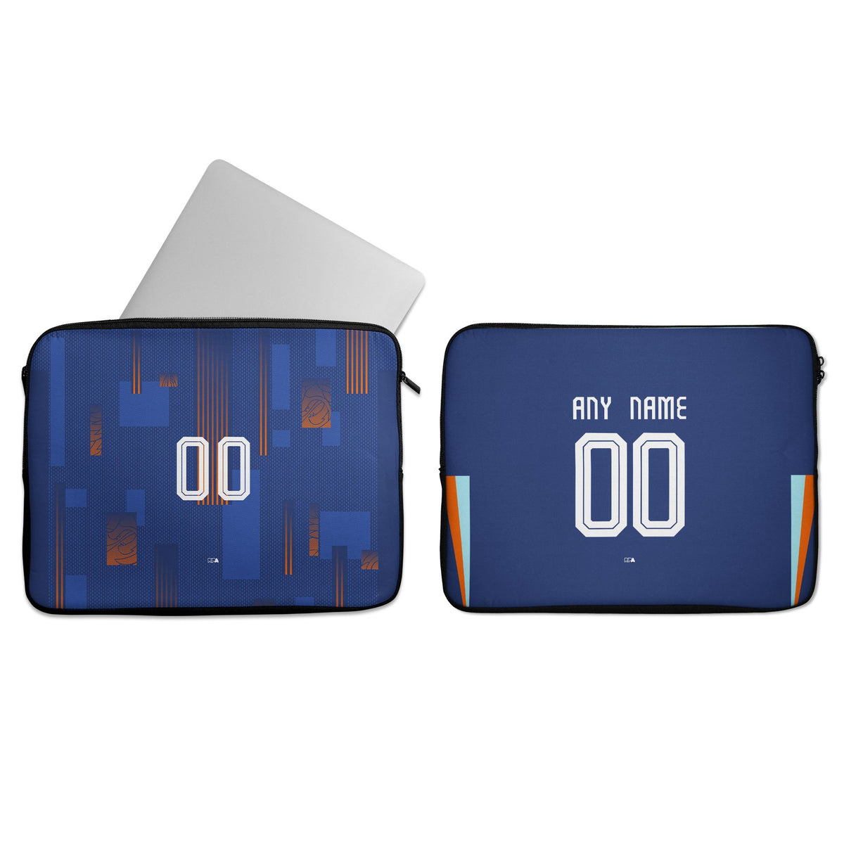 Laptop sleeve with the Netherlands 2024 Away football shirt design by RIPA Football