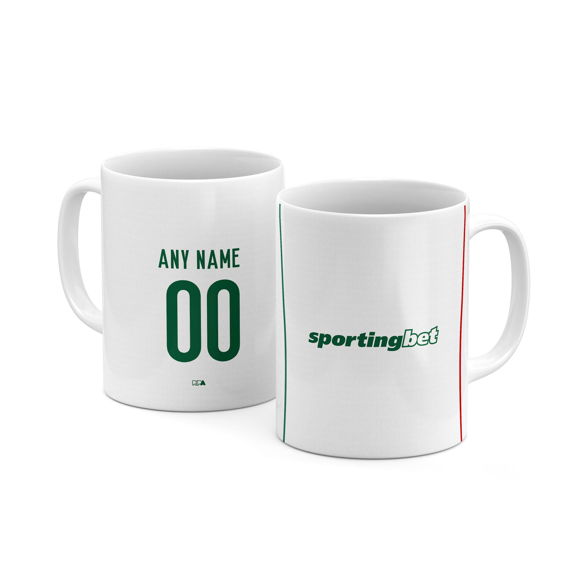 Mug with the Palmeiras 2026 Away football shirt design by RIPA Football