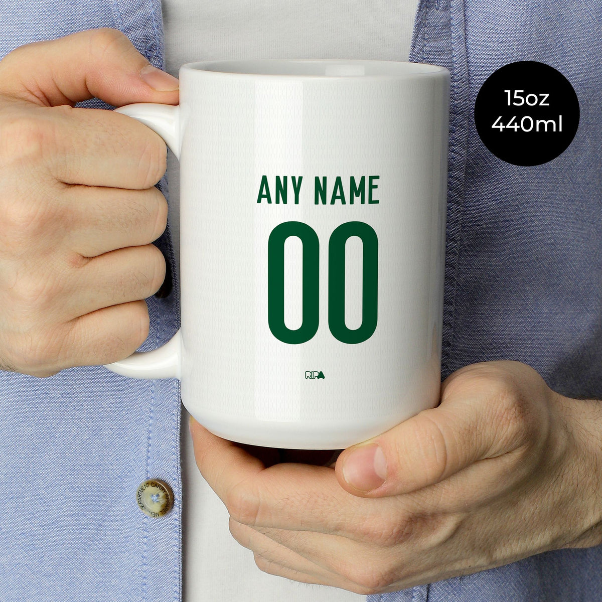 Mug with the Palmeiras 2026 Away football shirt design by RIPA Football
