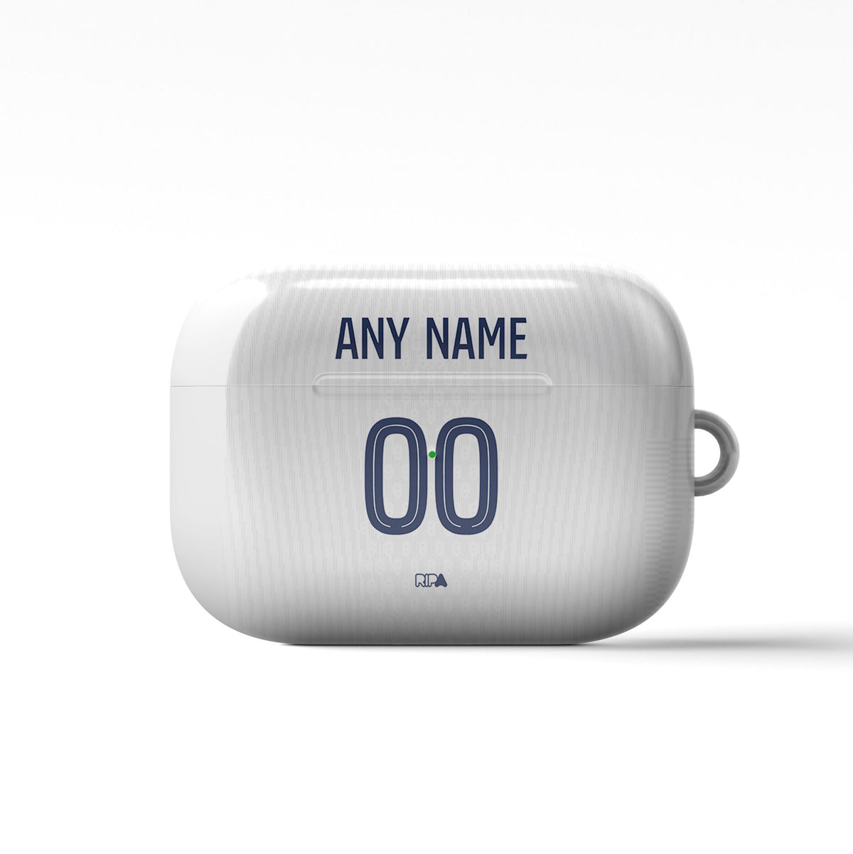 AirPods case with the Paris Saint Germain 2025-26 Away football shirt design by RIPA Football