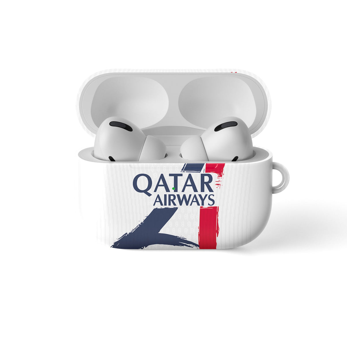 AirPods case with the Paris Saint Germain 2025-26 Away football shirt design by RIPA Football
